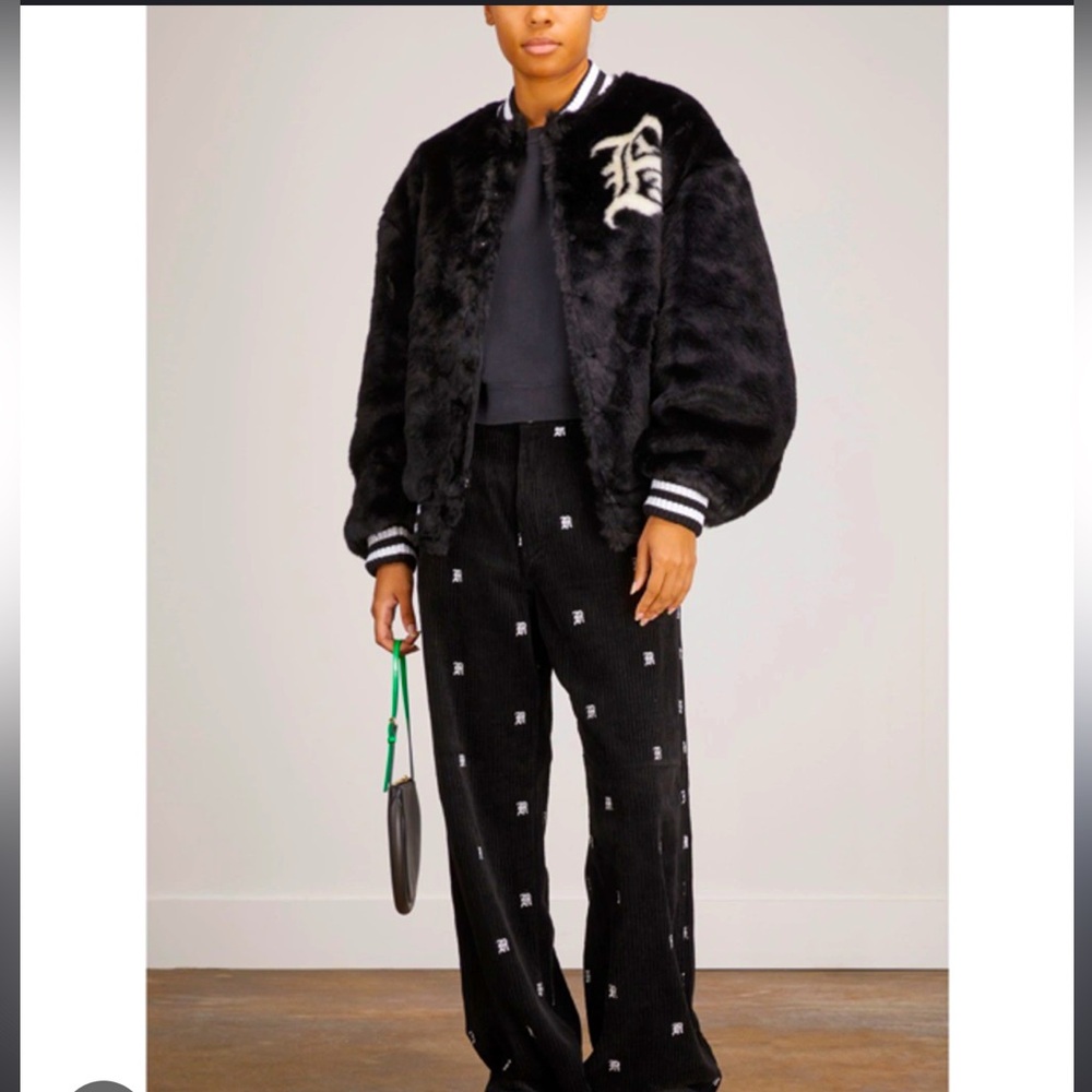 Black Furry Faux-fur Bomber Jacket